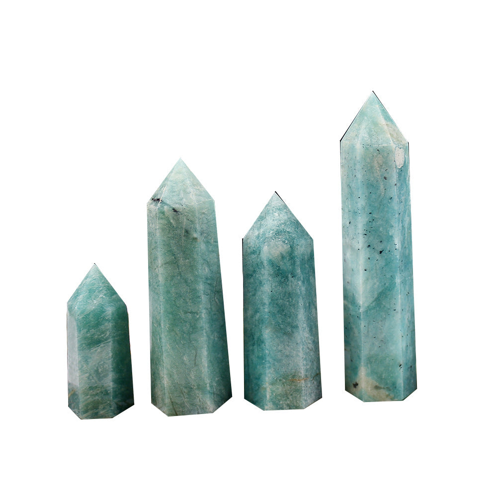 Natural Crystal Amazonite Jade Pillar Energy Stone