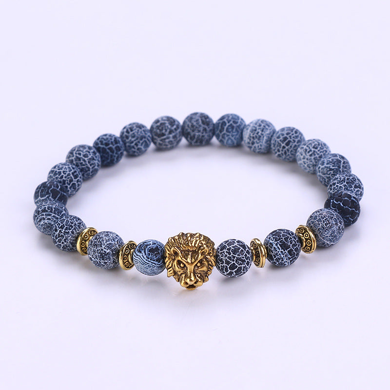 Stone Weathered Blue Snakeskin Agate Bracelet