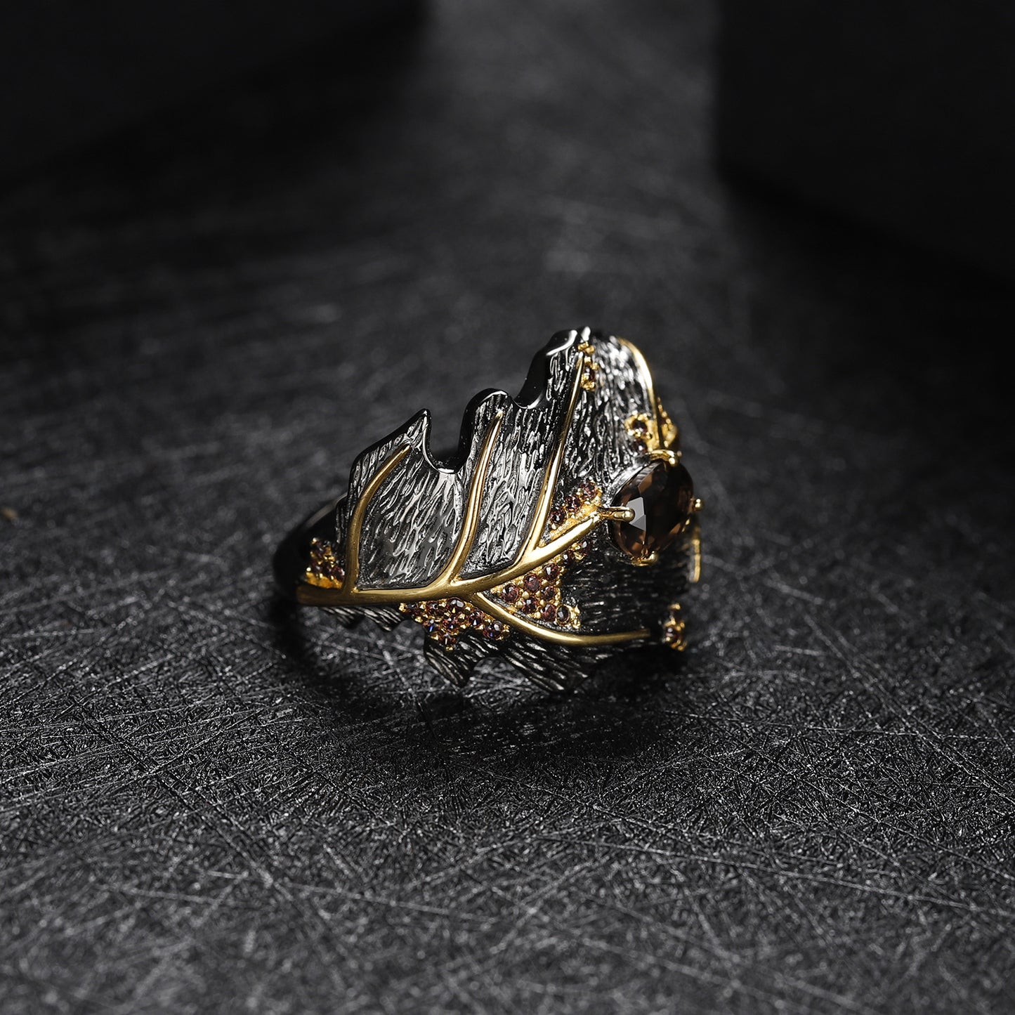 Citrine Leaf Type Citrine Ring Jewelry Set 925 Silver Gem Inlaid