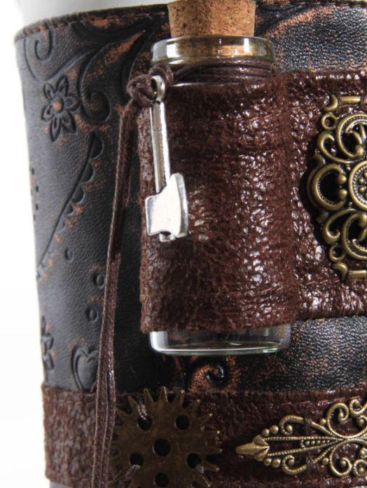 Industrial Revolution Alchemy Carved Leather Bracelet