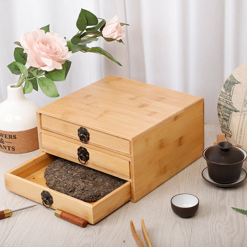 Bamboo Tea Cake Box Great Gift Idea for the Tea Lover or Office Space