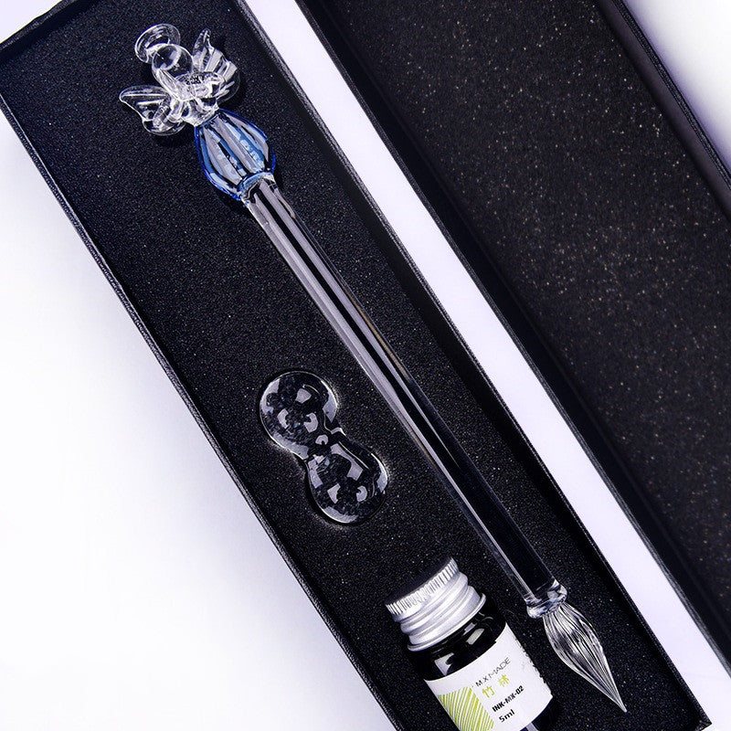 Transparent Girl Glass Pen Dipped In Pen Pen Stationery Crystal Pen