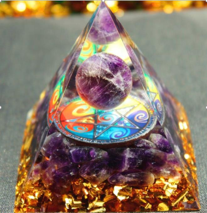 Resin Pyramid Adorned with Natural Crystals and Crushed Stone the Energy Tower 24 to Pick From