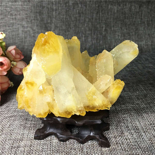 Citrine Cluster Citrine Cluster Rough Stone Ore Standard Ornaments Indoor Table Ornaments Degaussing Purification