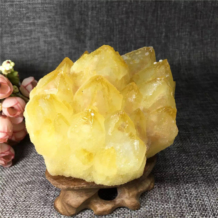 Citrine Cluster Citrine Cluster Rough Stone Ore Standard Ornaments Indoor Table Ornaments Degaussing Purification
