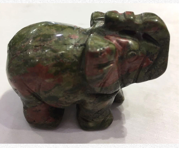 Elephant Crystal Stone  Semi-Precious Stones Jade Craft Ornaments