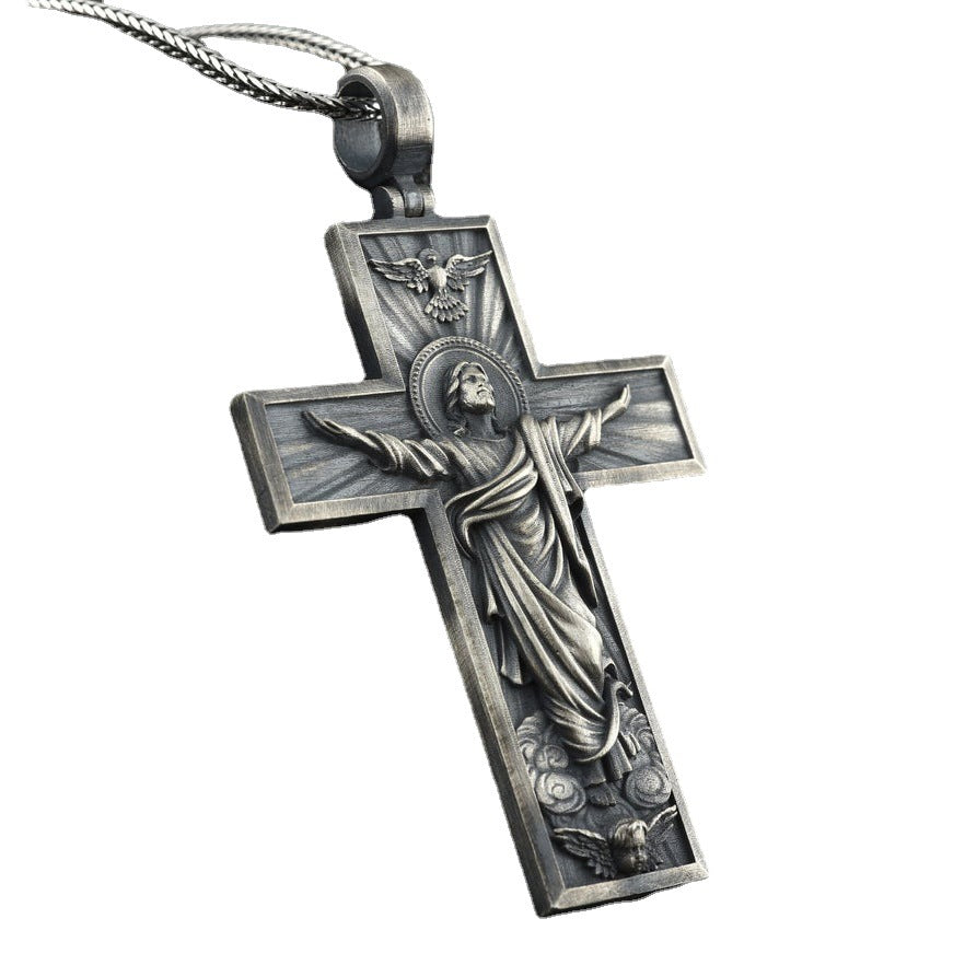 Jesus on a Cross Catholic Style Men'S Retro Style Pendant Necklace