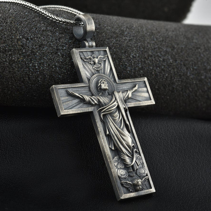 Jesus on a Cross Catholic Style Men'S Retro Style Pendant Necklace