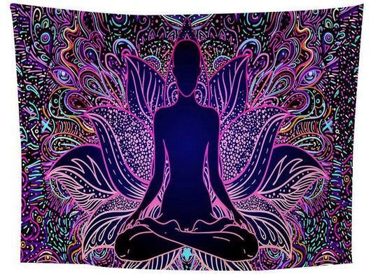 Meditation Yoga Pose Line Art Tapestry
