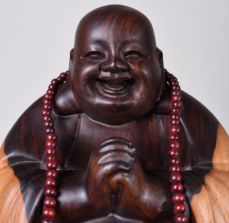 Ebony wood carving Maitreya Buddha statue decoration