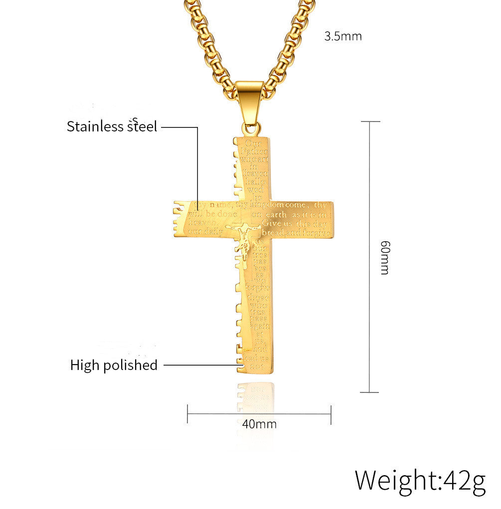 Christian Jesus Cross Necklace Double Men's