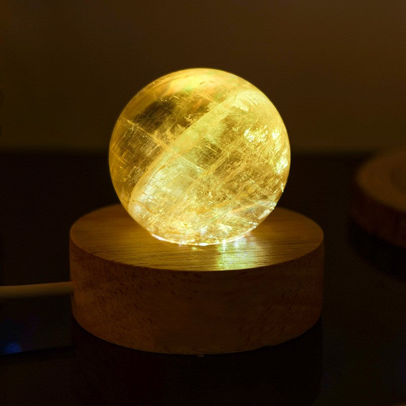 Natural Crystal Yellow Calcite Small Night Light Yellow Bingzhou Ball