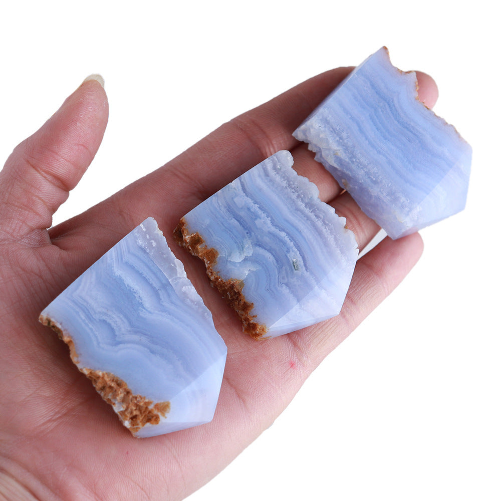 Natural Blue Chalcedony  Rough Slice Energy