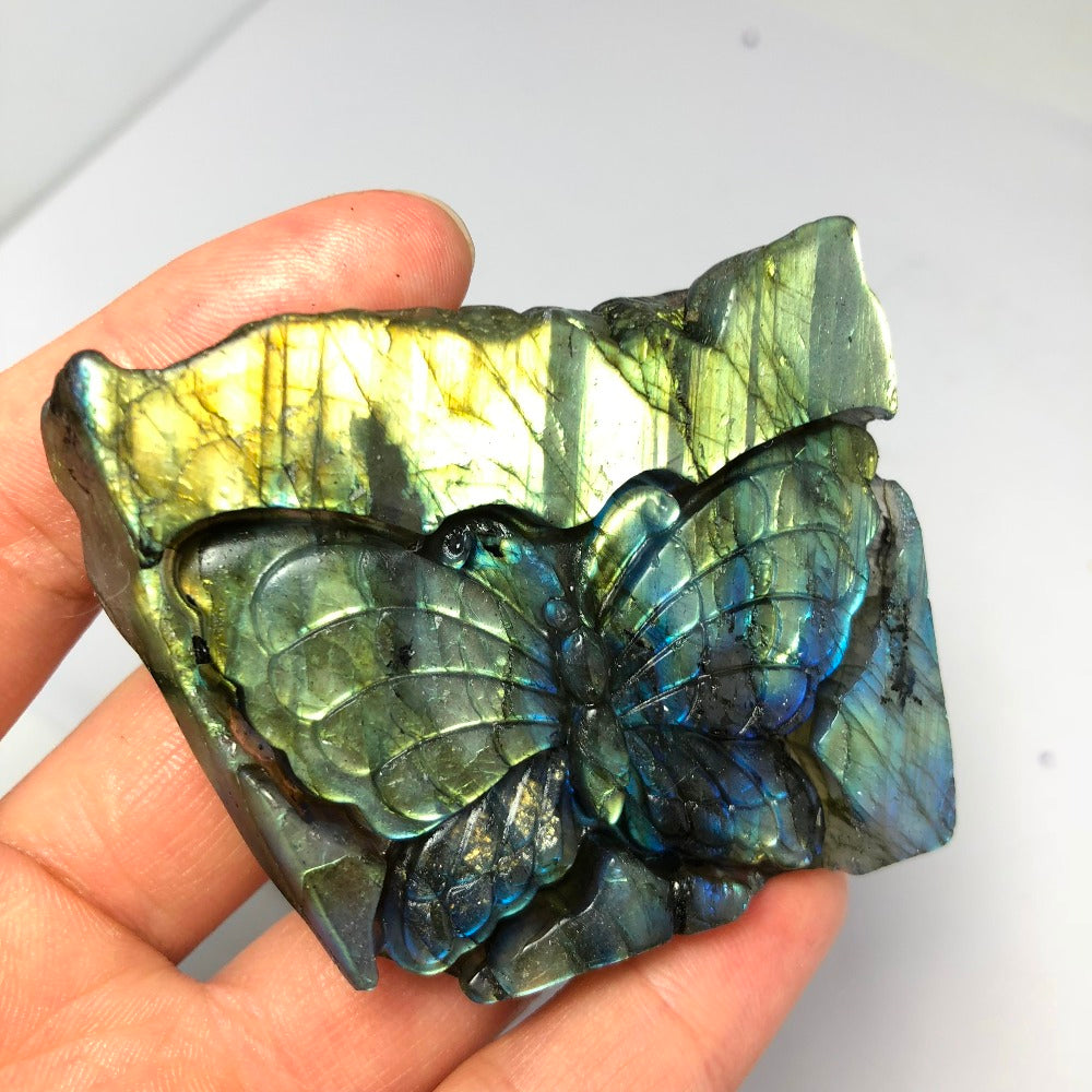 Labradorite Stone Butterfly Pendant