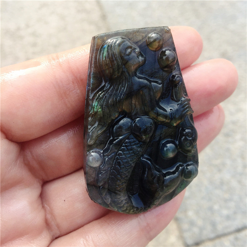 Crystal Mermaid Labradorite Rough Stone Carving