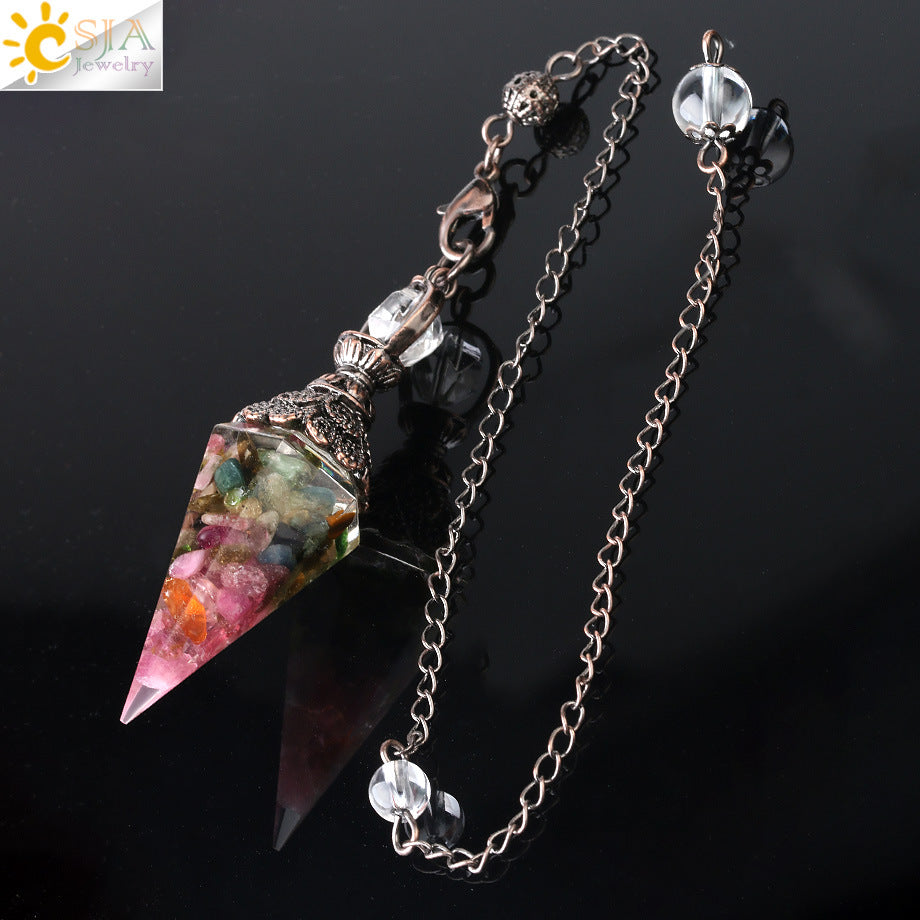 Colorful Crystal Pendulums Natural Gravel Pendant