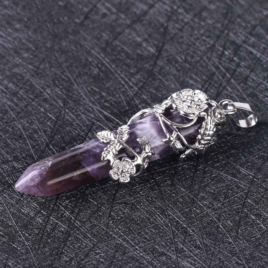 Natural crystal semi-precious stone pendant