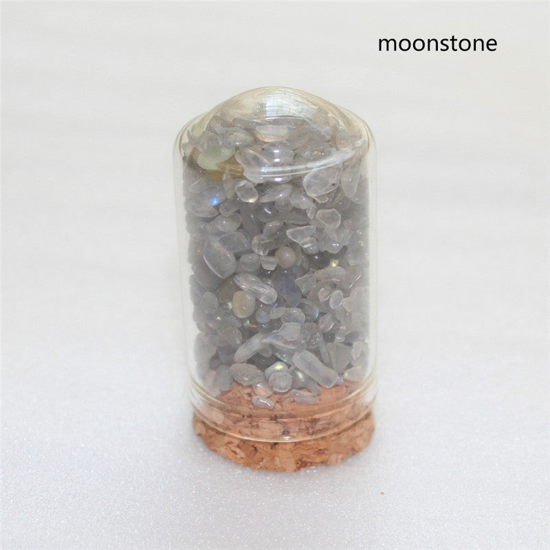 Natural Crystal Crushed Stone Glass Wishing Bottle or Spell Jar
