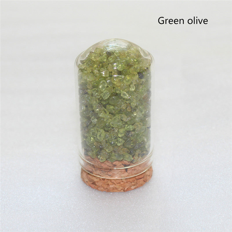 Natural Crystal Crushed Stone Glass Wishing Bottle or Spell Jar