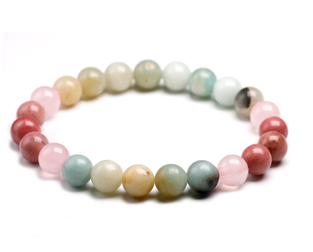 Natural 8mm Rhodochrosite And Amazonite Beads Necklace Peaceful Heart