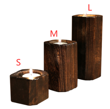 Solid wood candle holder