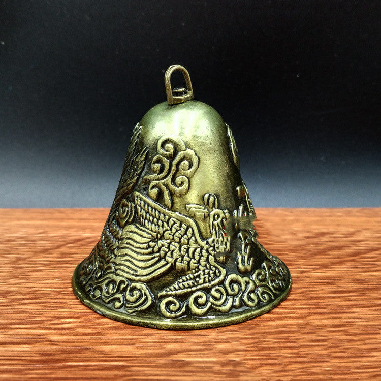 Antique Inspired  Hanging Dragon or Moon Bell Feng Shui Bells