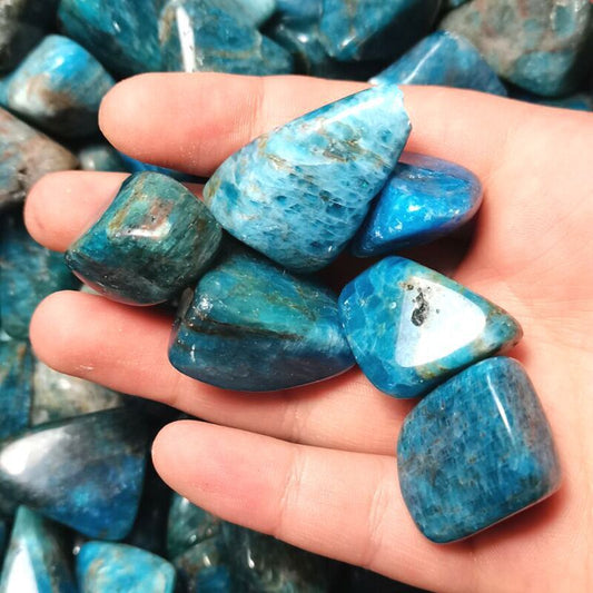 Blue Apatite Rolling Stones Polished for Grid Work