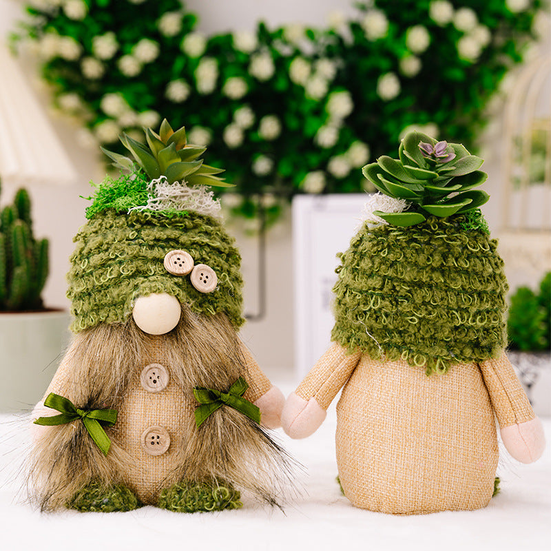 Creative Succulent Rudolph Standing Face-less Doll Ornaments