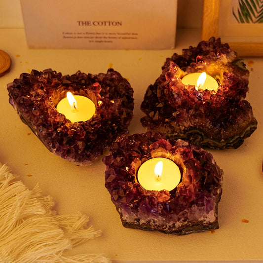 Natural Amethyst Candle Holder Ornaments