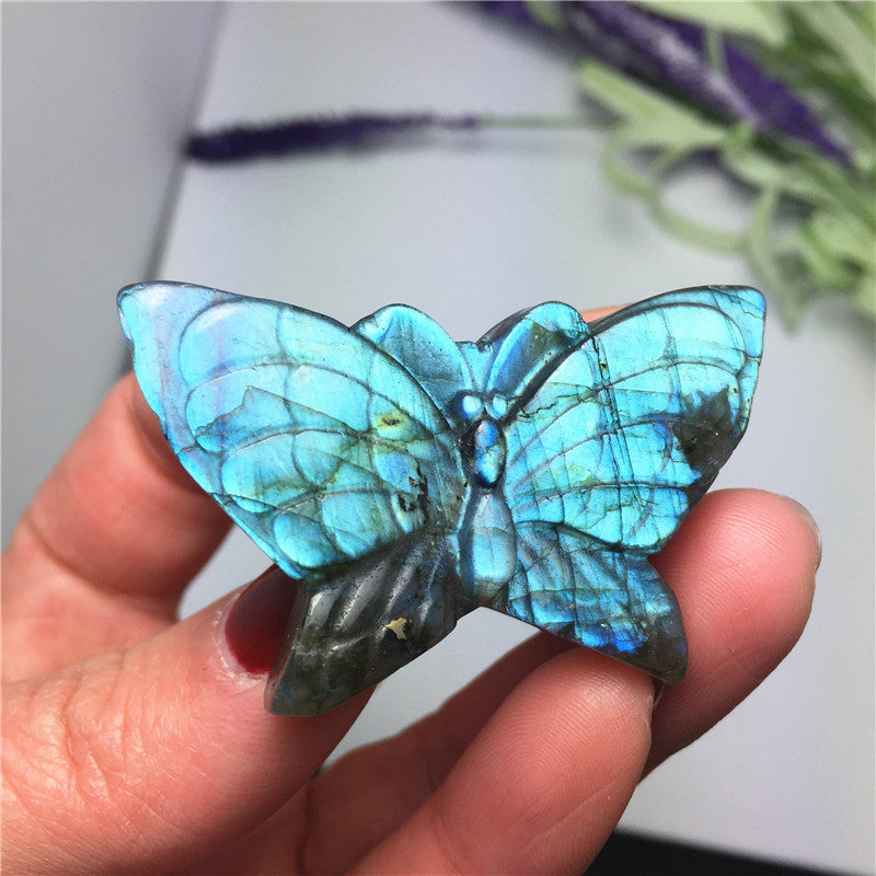 Labradorite Stone Butterfly Pendant
