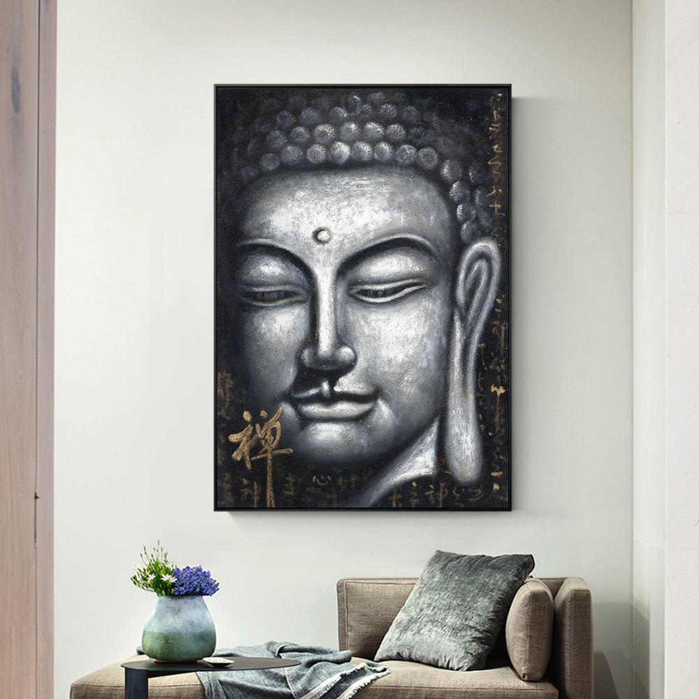 Oil painting of Buddha statue