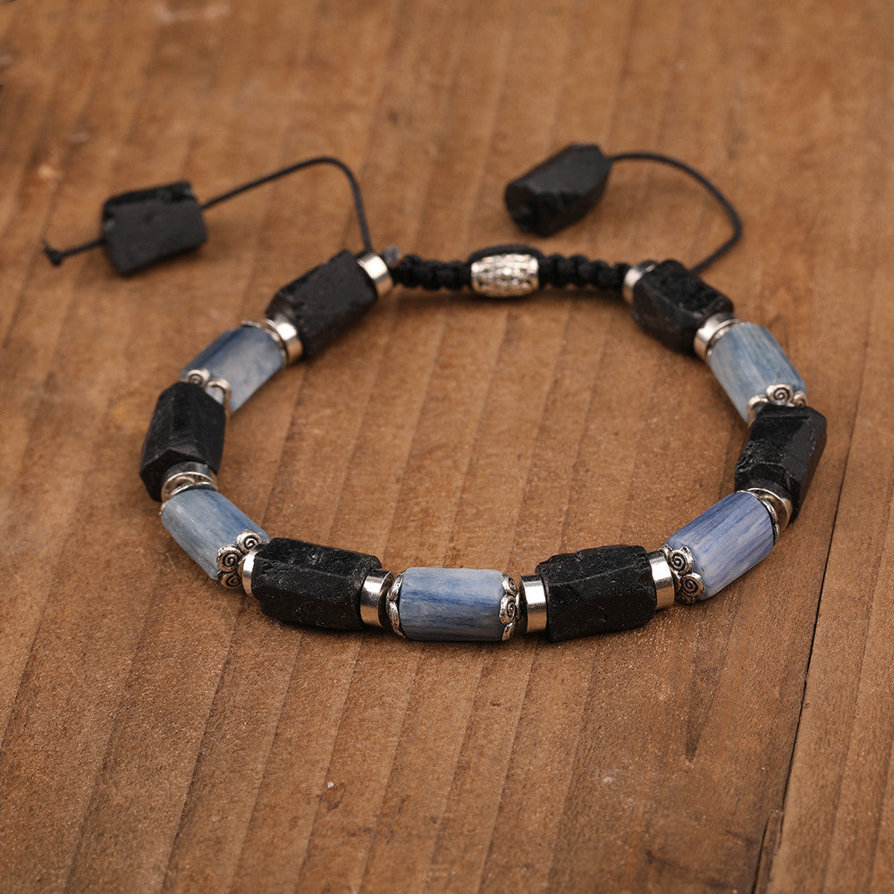 Natural Blue Kyanite Black Tourmaline Beads