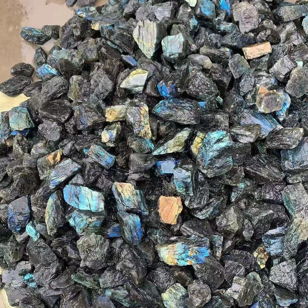 Blue Moonlight Stone Large Grain Crystal Raw Stone - Labradorite