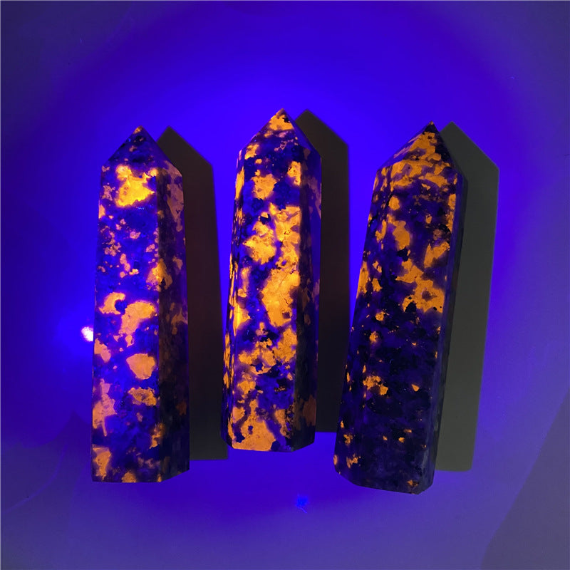 Natural Flame Stone Crystal Column Purple Fluorescent Fangna Stone