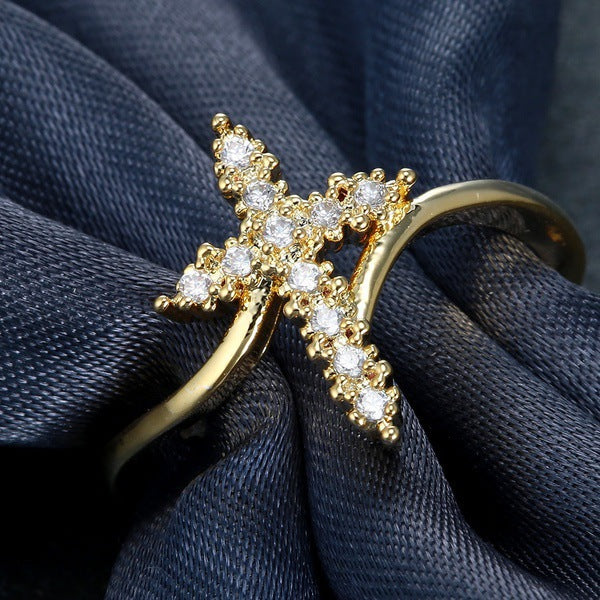 Diamond Cut Christian Jesus Copper Cross Ring