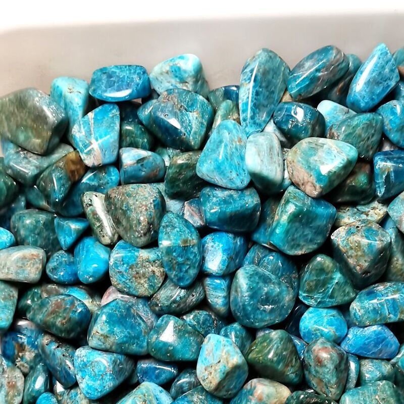 Blue Apatite Rolling Stones Polished for Grid Work