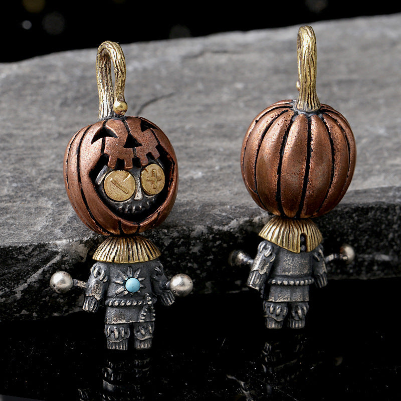 Silver Pumpkin Voodoo Doll Pendant Ornament