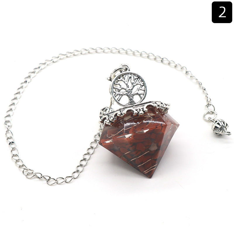 Natural Crystal Resin Crushed Stone Diamond Pendulum