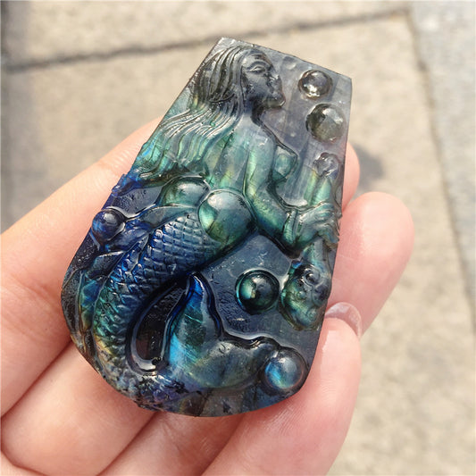 Crystal Mermaid Labradorite Rough Stone Carving