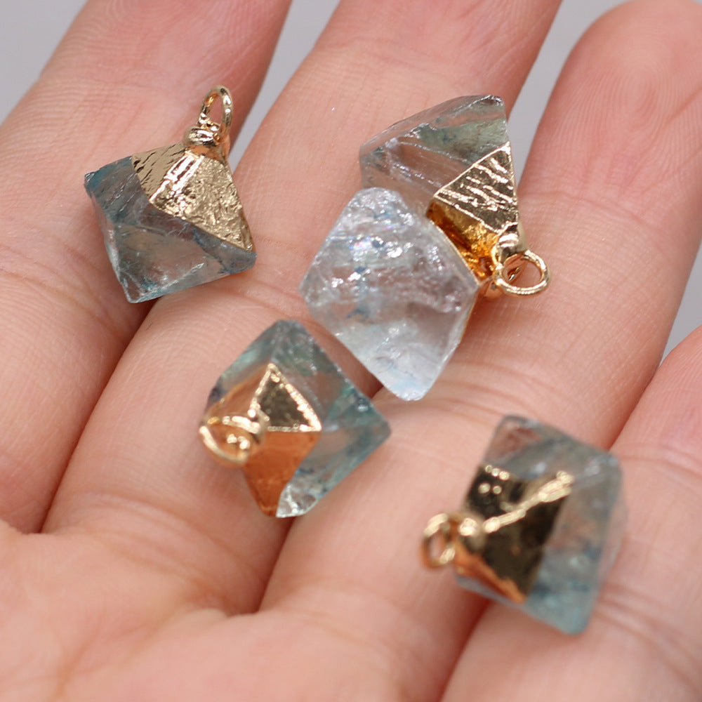 Natural Stone Semi-precious Stone Square Pyramid Crystal Pendant