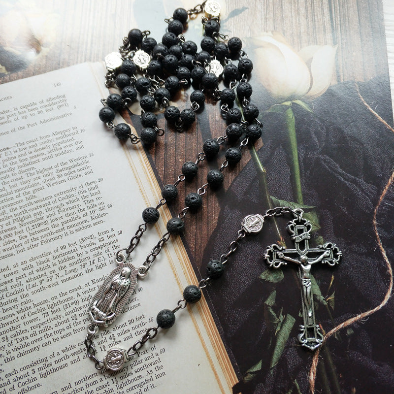 Cross 59 Rosary Beads Trendy Pendant Necklace