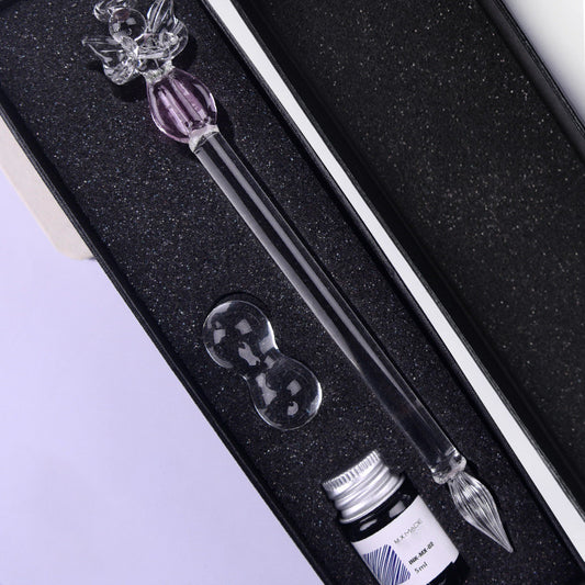 Transparent Girl Glass Pen Dipped In Pen Pen Stationery Crystal Pen