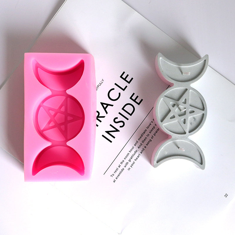 Creative Star And Moon Candle Mold Handmade Lucky Pentagram Candle Tabletop Decoration Silicone Mold