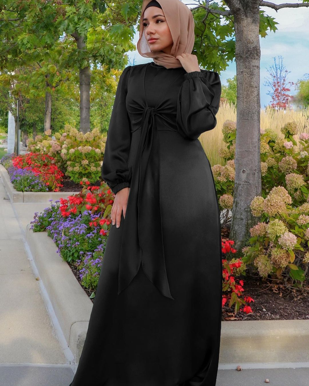 Satin Hijab Long Sleeve with High Waist