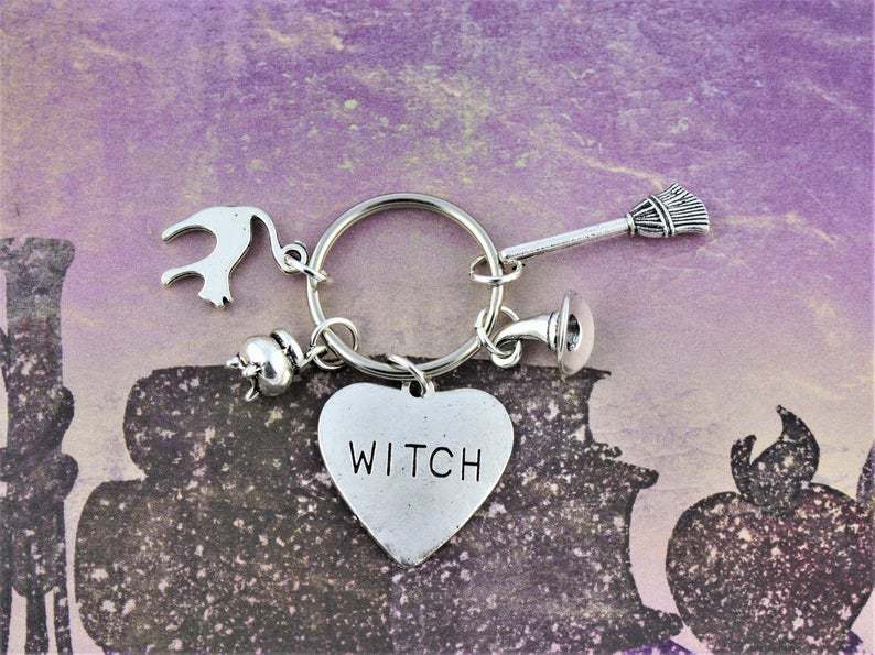 Witchy Keychain Loaded with Charms