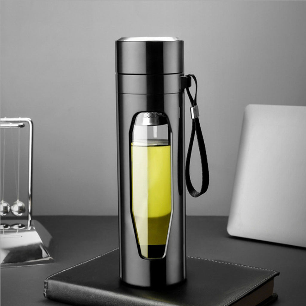 Portable Glass Coffee Tea Cup with Infuser and Lid Filter