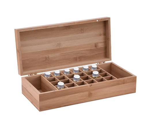 New High End Bamboo Essential Oil Box With 26 Grids