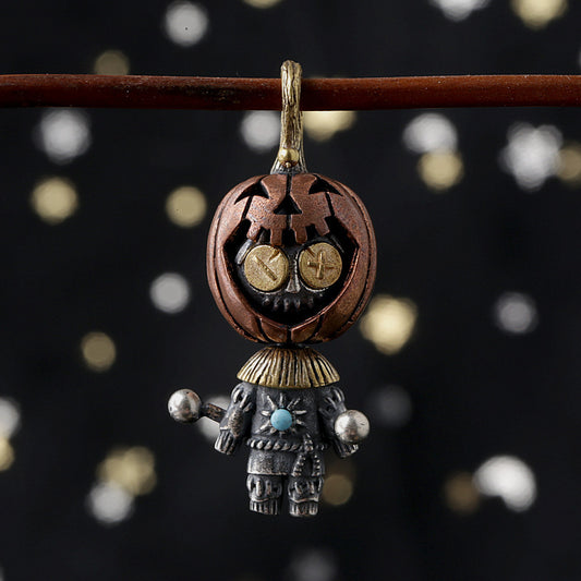 Silver Pumpkin Voodoo Doll Pendant Ornament