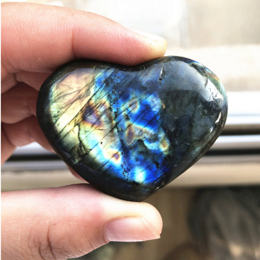 Labradorite Heart Moonstone Positive Energy Reiki Gems Crystal Heart Healing