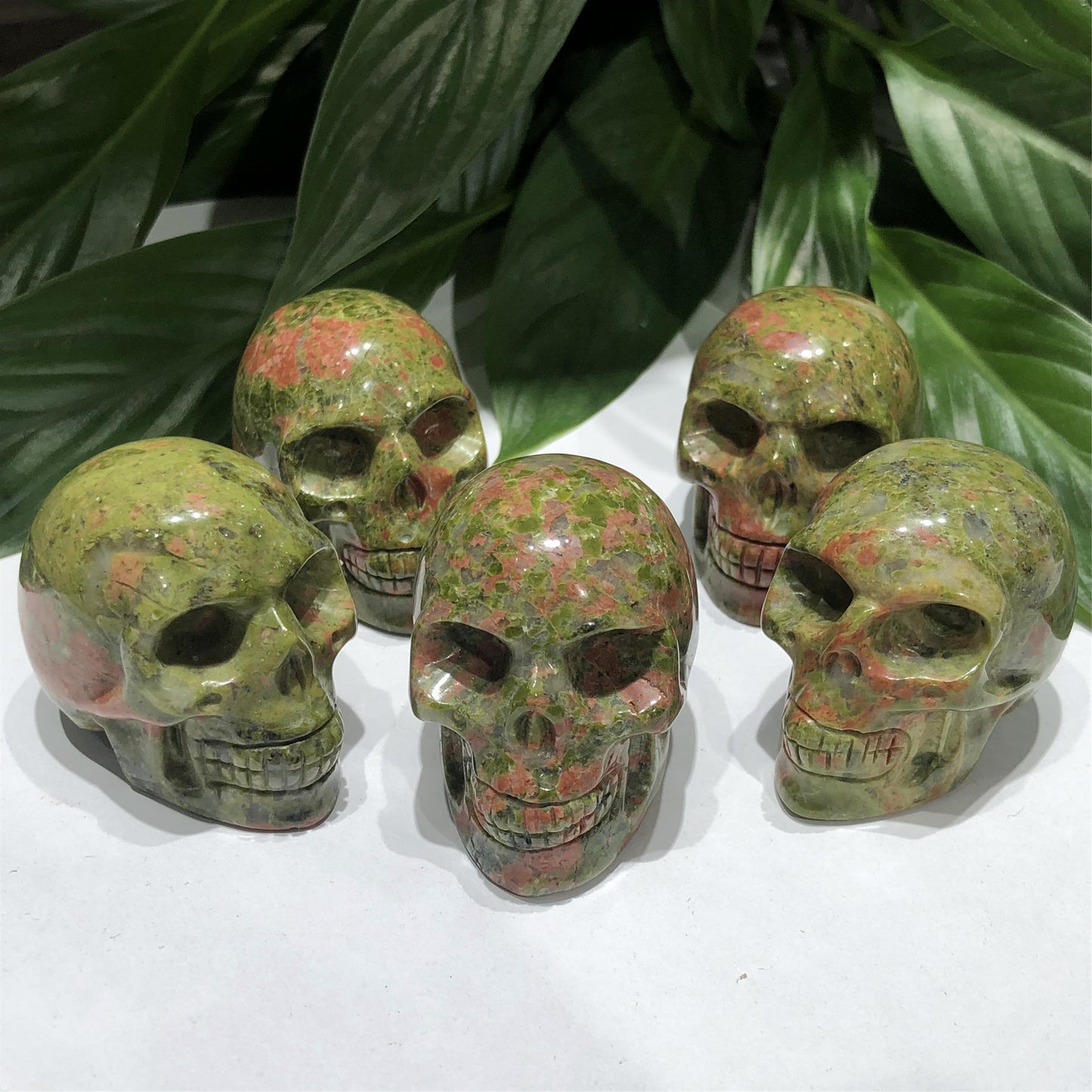 Natural Crystal Carved 2-inch Unakite Skull Collection
